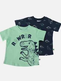 Baby Jungen 2er Pack T-Shirts mit Dinomotiv