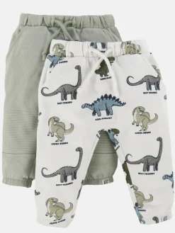 Baby Jungen Hosen im 2er Pack, eine in uni und die andere gemustert