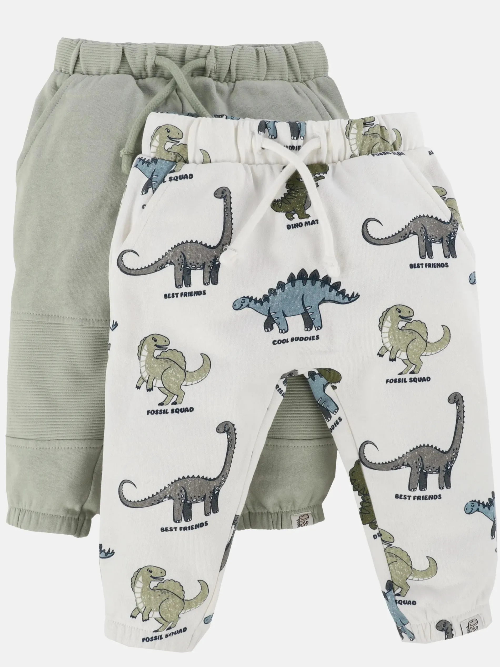 Baby Jungen Hosen im 2er Pack, eine in uni und die andere gemustert