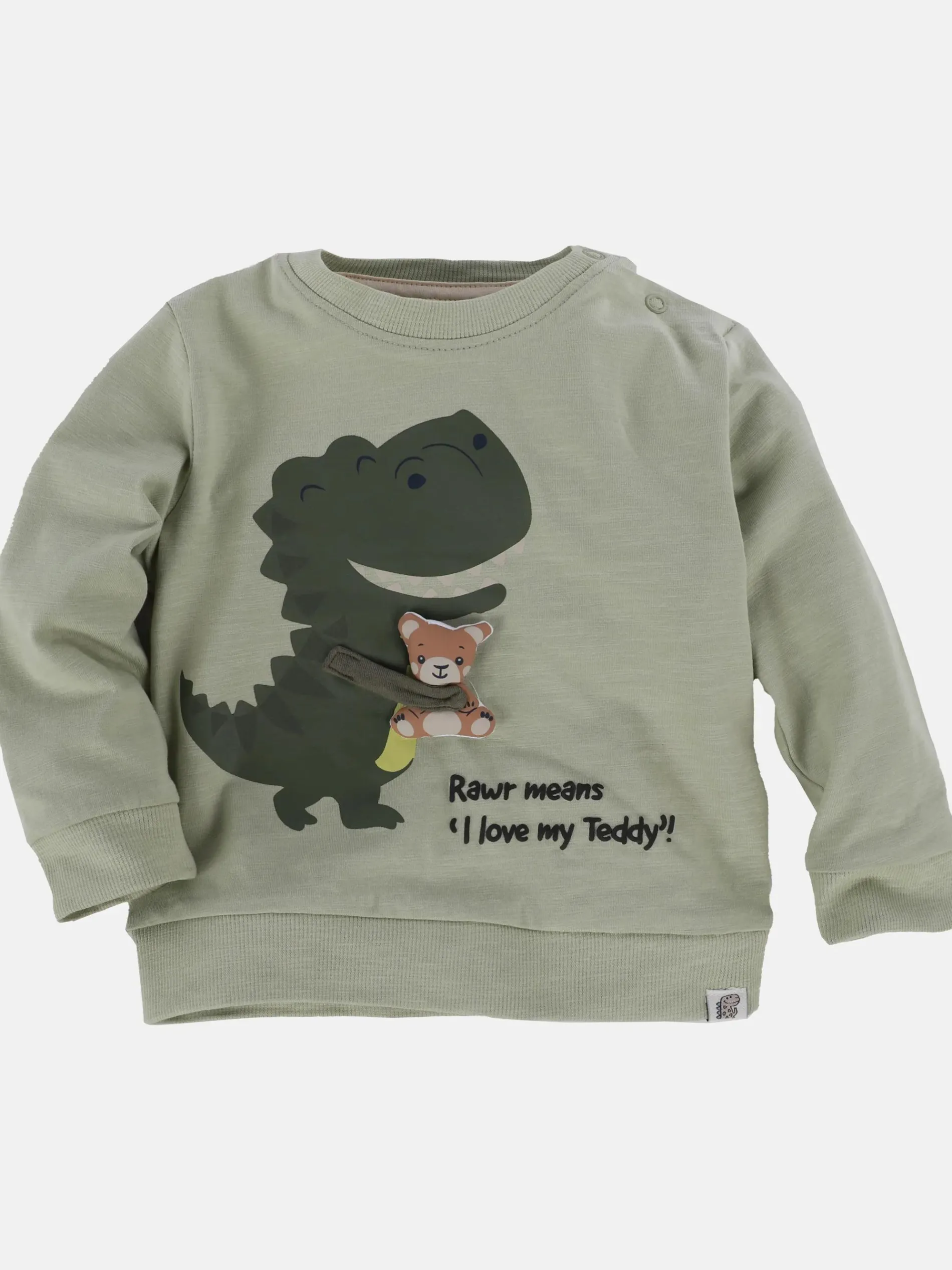 Baby Jungen Langarmshirt mit Print und Teddyapplikation