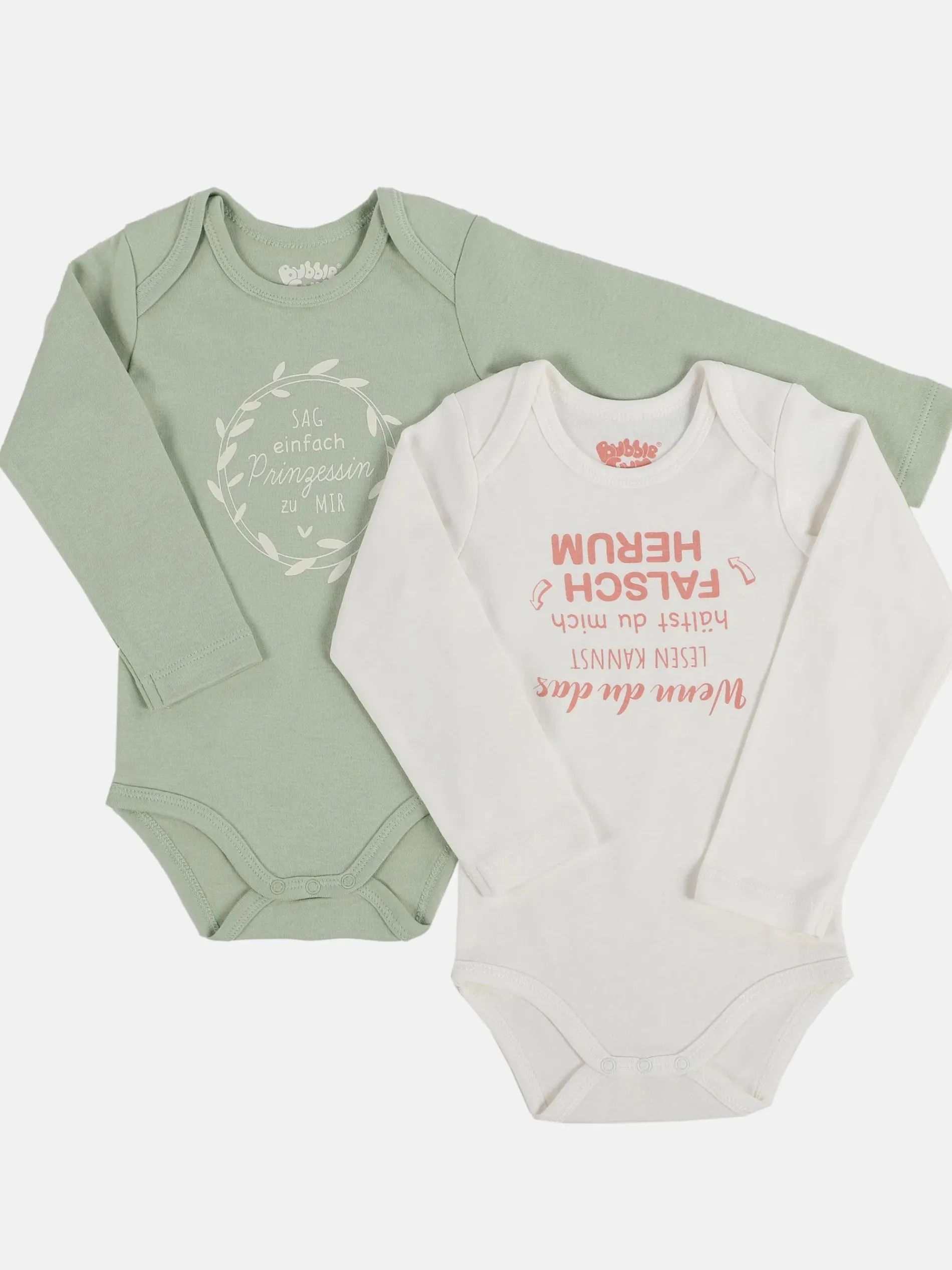 Baby Mädchen Langarmbodies mit Sprüchen im 2er Pack
