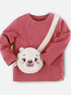 Baby Mädchen Langarmshirt mit Teddy-Tasche