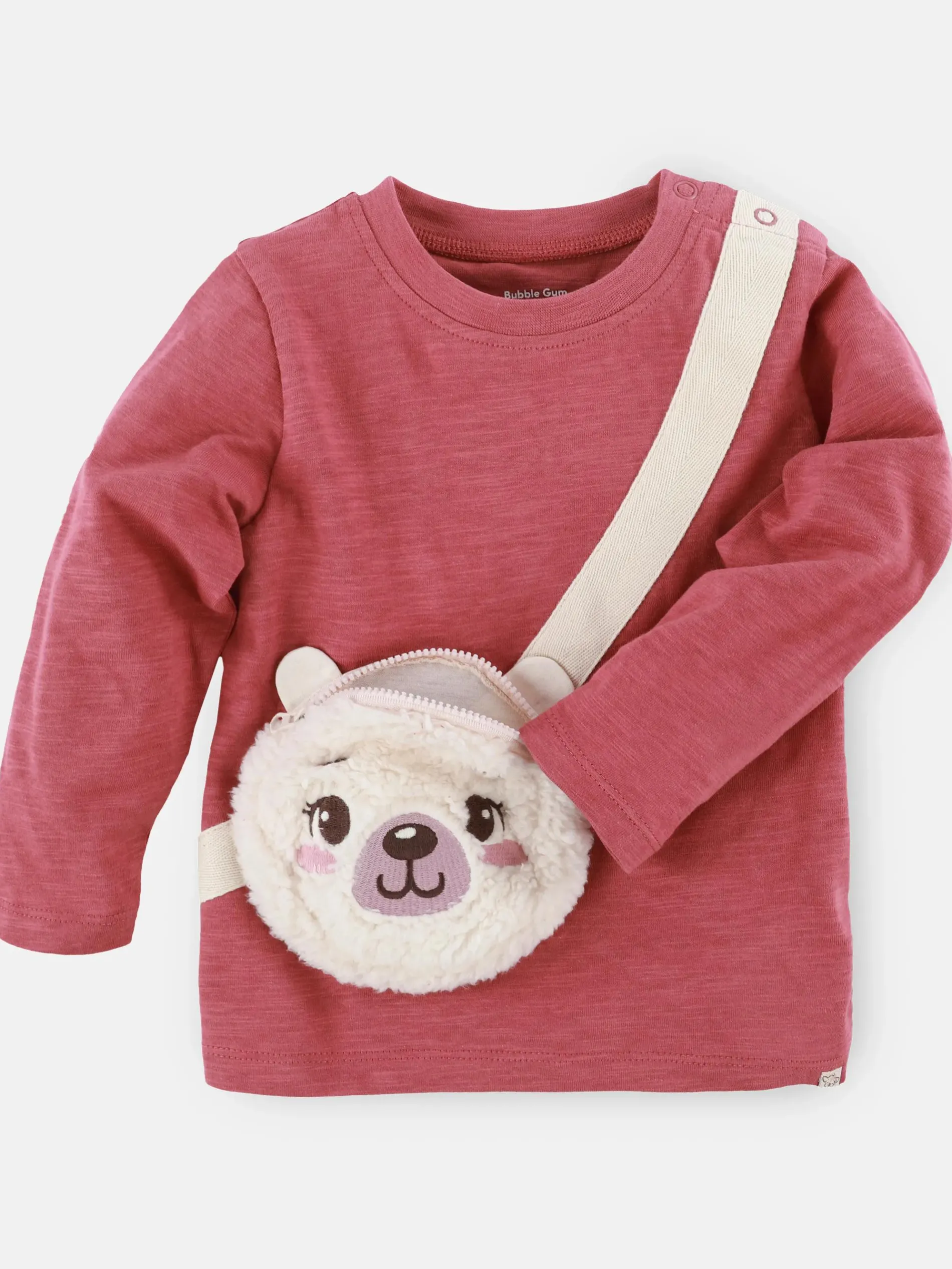 Baby Mädchen Langarmshirt mit Teddy-Tasche