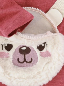 Baby Mädchen Langarmshirt mit Teddy-Tasche