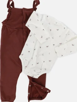 Baby Mädchen Strampler-Set, 2tlg.,mit Langarmbody und Latzhose