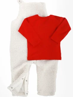 Baby-Set 2tlg., best. aus Teddyfellstrampler und Langarmshirt