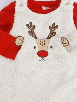 Baby-Set 2tlg., best. aus Teddyfellstrampler und Langarmshirt