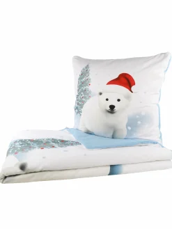 Biberbettwäsche mit Eisbär Motiv, 135x200cm