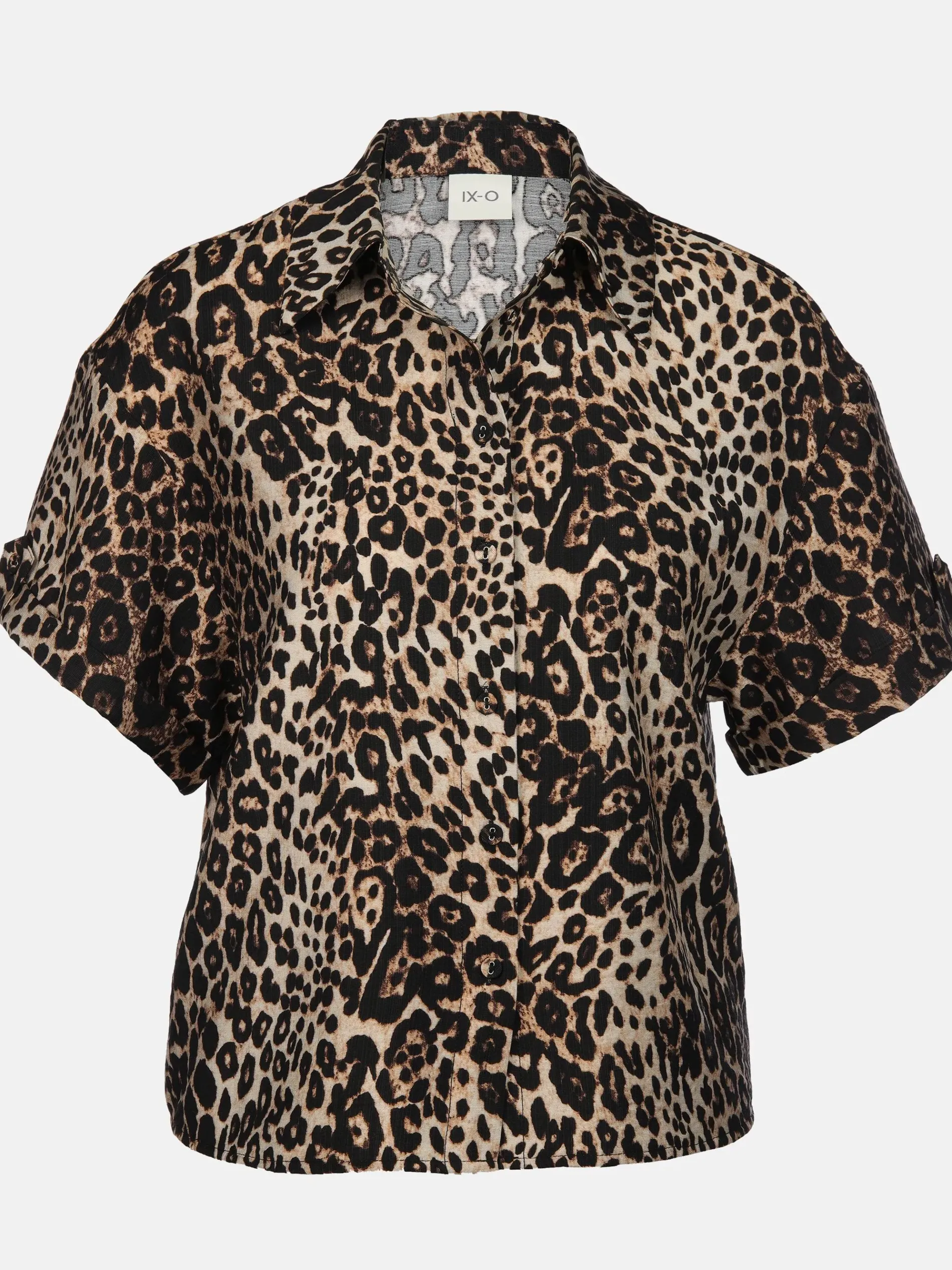 Damen Bluse im Leoprint mit kurzem Arm