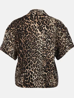 Damen Bluse im Leoprint mit kurzem Arm
