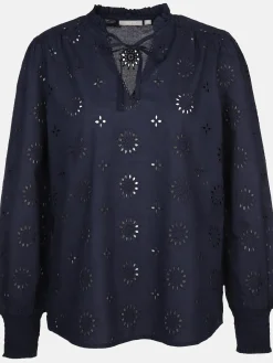 Damen Bluse mit Lochstickerei