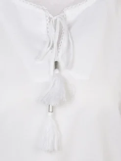 Damen Bluse mit Lochstickerei und 3/4 Ärmel