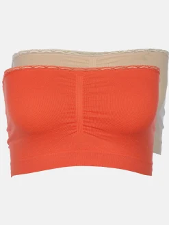 Damen Bustiers mit Spitzenbesatz im 2er Pack