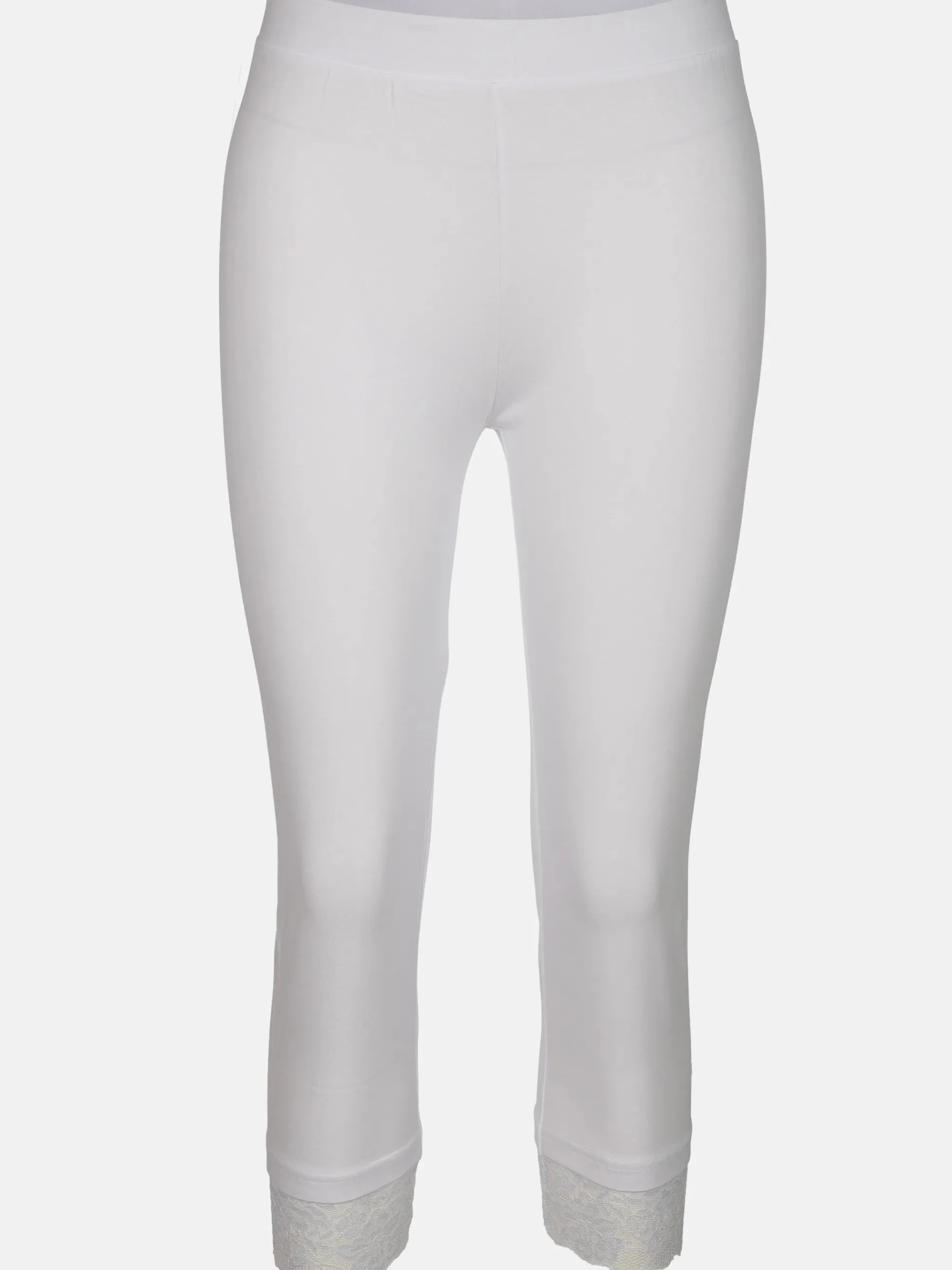 Damen Capri Leggings mit Spitzenbesatz