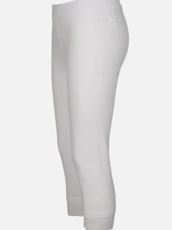 Damen Capri Leggings mit Spitzenbesatz