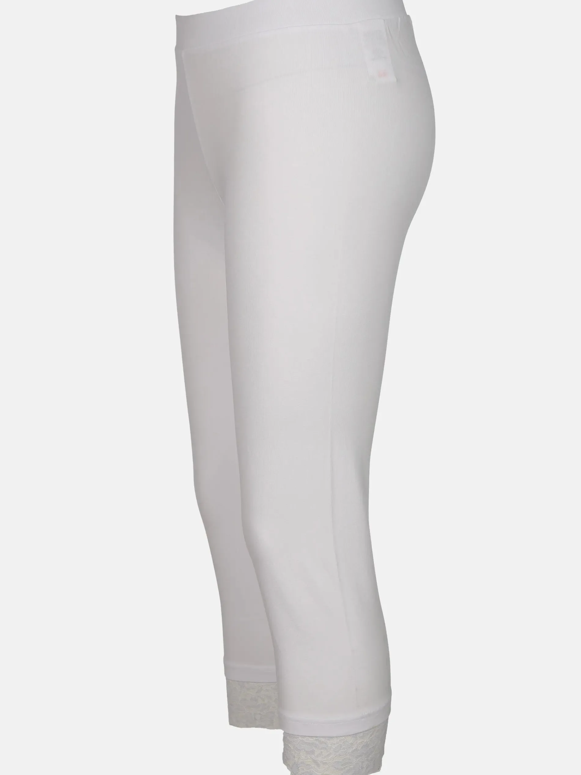 Damen Capri Leggings mit Spitzenbesatz