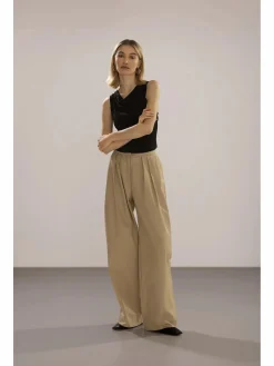 Damen Culotte Hose mit Bundfalten