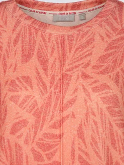 Damen Flauschshirt mit Blätterprint