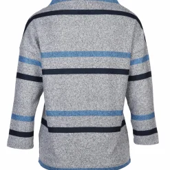 Damen Flauschshirt mit Streifen und 3/4 Arm