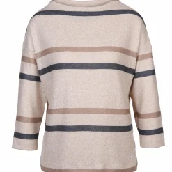 Damen Flauschshirt mit Streifen und 3/4 Arm