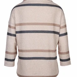 Damen Flauschshirt mit Streifen und 3/4 Arm