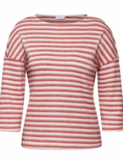 Damen gestreiftes Strick-Look Shirt