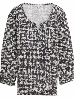 Damen Henley Blusenshirt