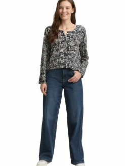 Damen Henley Blusenshirt