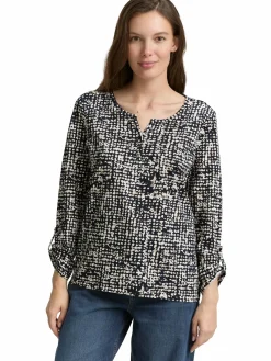 Damen Henley Blusenshirt