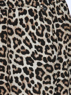 Damen Hose mit weitem Bein im Leoprint