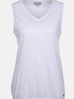 Damen Jerseytop mit Spitzenpasse