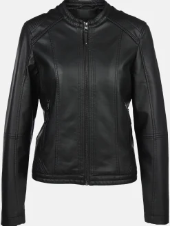 Damen Kunstlederjacke mit Stehkragen