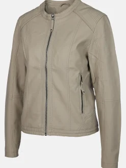 Damen Kunstlederjacke mit Stehkragen