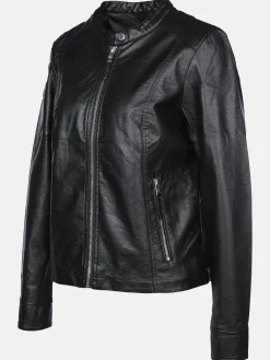 Damen Kunstlederjacke mit Stehkragen