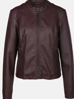 Damen Kunstlederjacke mit Stehkragen