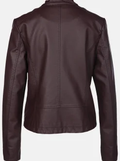 Damen Kunstlederjacke mit Stehkragen