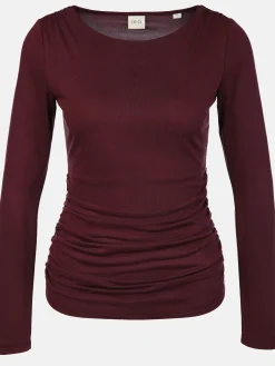 Damen Langarmshirt mit seitlicher Raffung