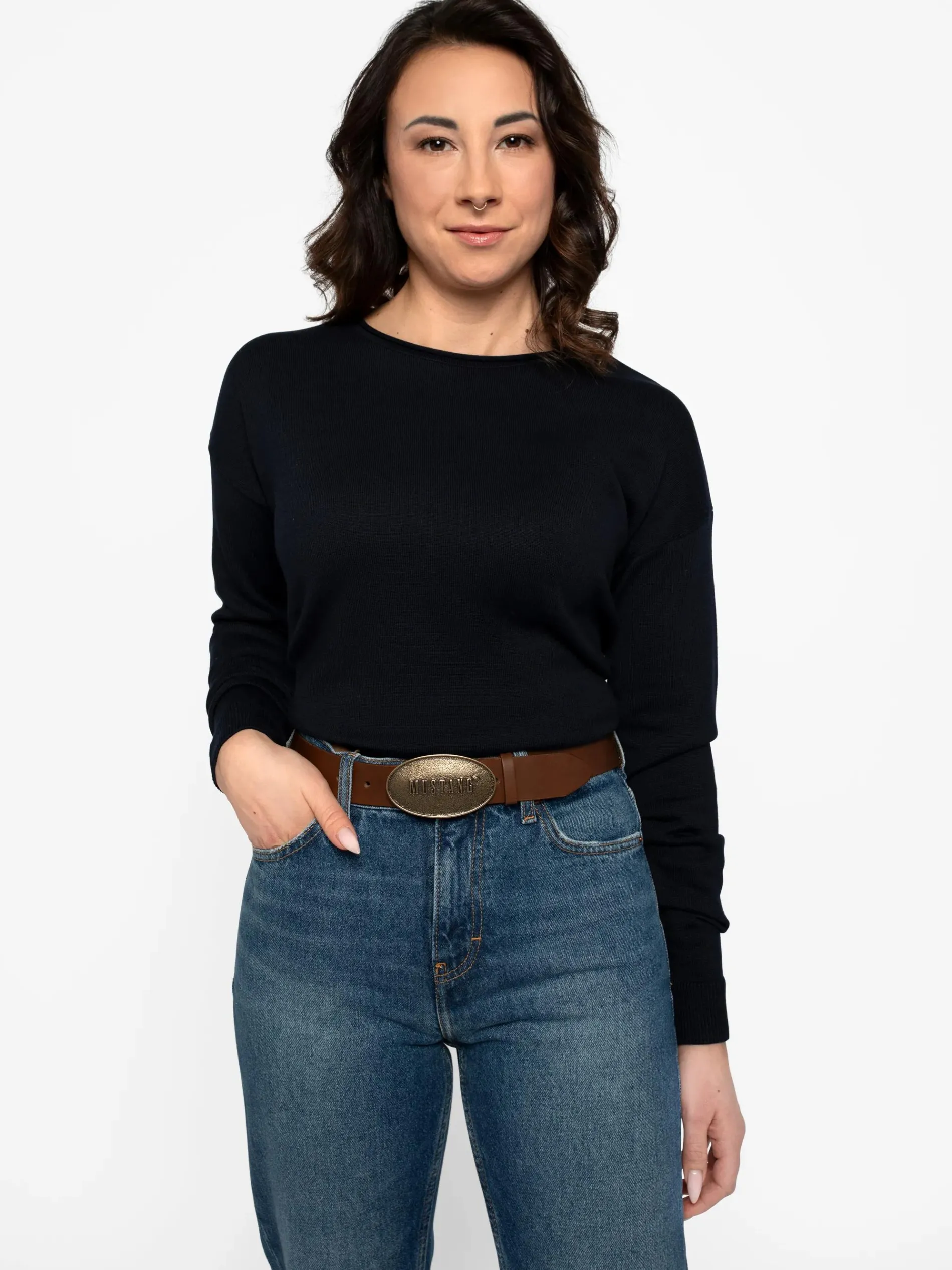 Damen Ledergürtel mit Klemmschnalle