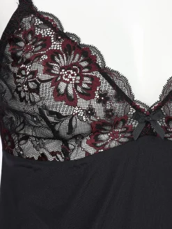 Damen Nachthemd mit zweifarbiger Spitze