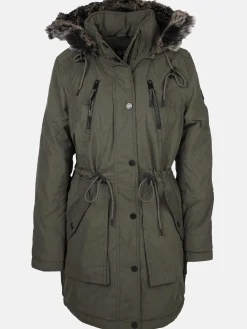 Damen Parka mit Kunstfellbesatz