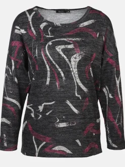 Damen Print Flauschshirt mit Strasssteinchen