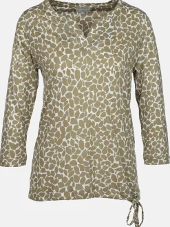 Damen Printshirt mit Serafino-Ausschnitt