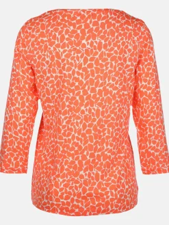 Damen Printshirt mit Serafino-Ausschnitt