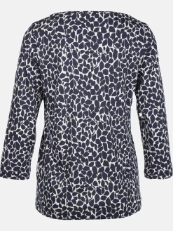 Damen Printshirt mit Serafino-Ausschnitt