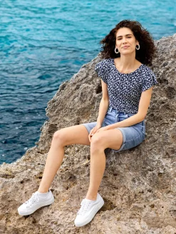 Damen Printshirt mit Volantärmeln