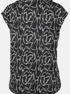 Damen Shirt mit Alloverprint und Gummibund