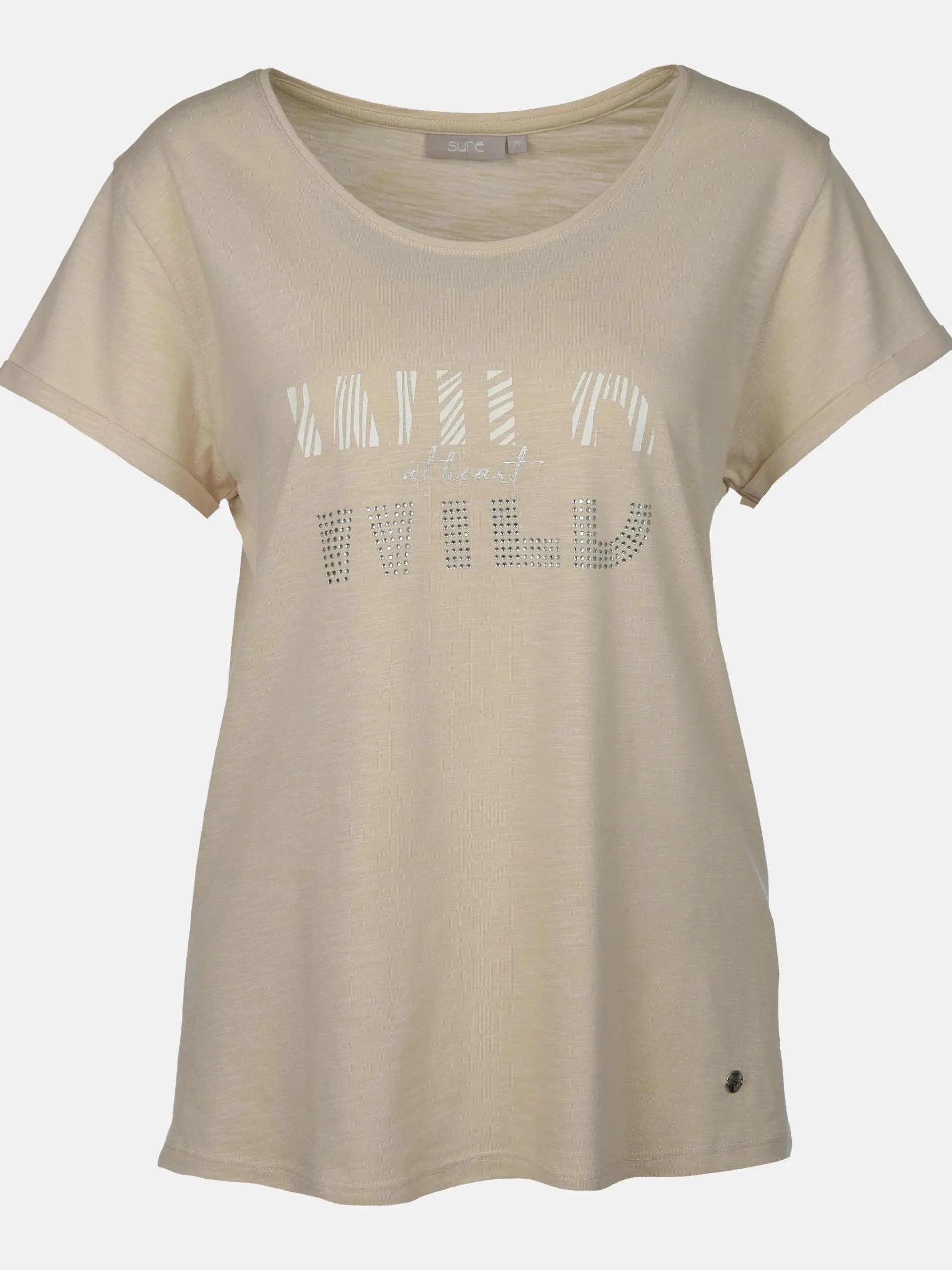 Damen Shirt mit Glitzerprint und Strasssteinchen