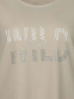 Damen Shirt mit Glitzerprint und Strasssteinchen