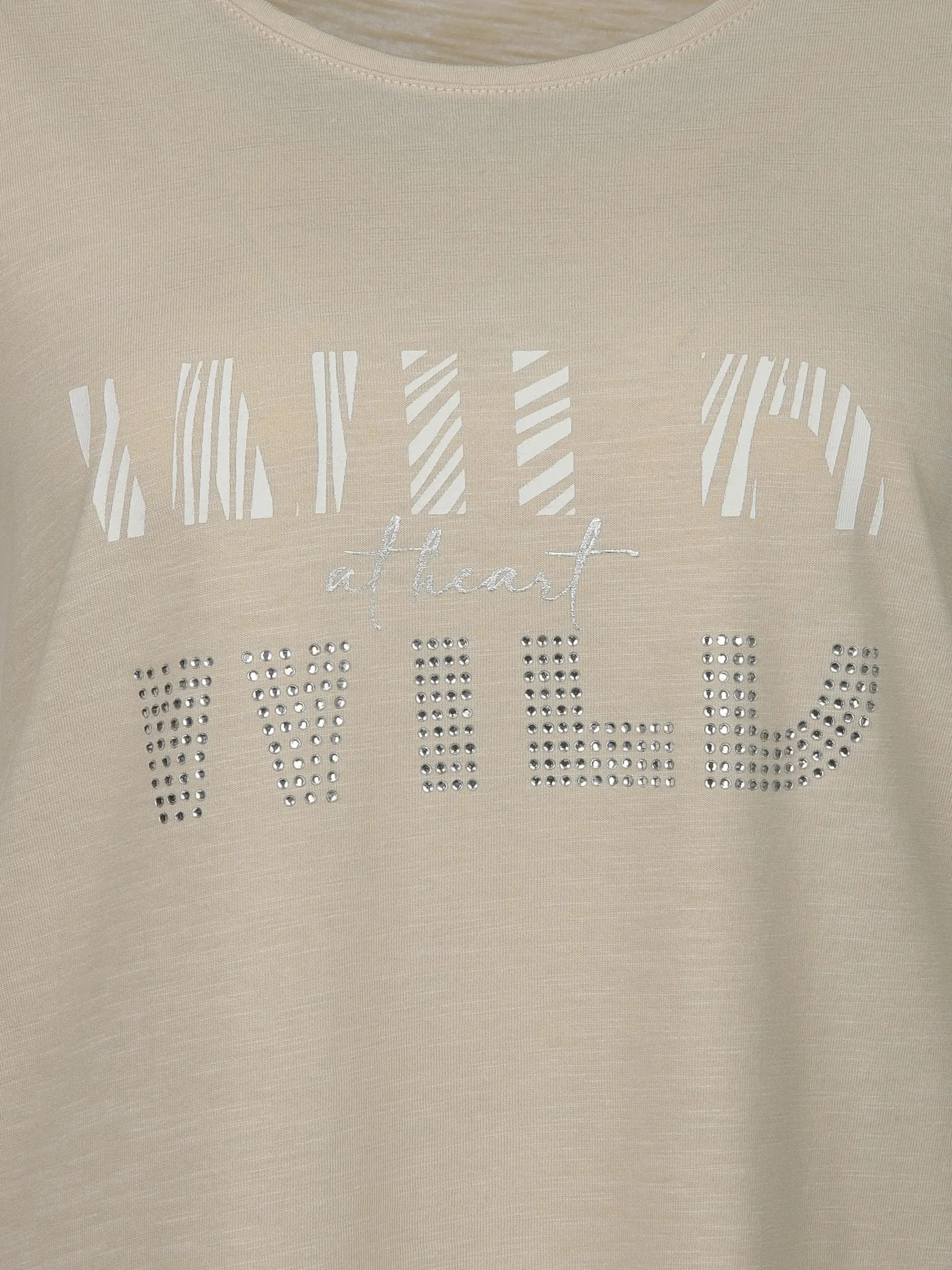 Damen Shirt mit Glitzerprint und Strasssteinchen