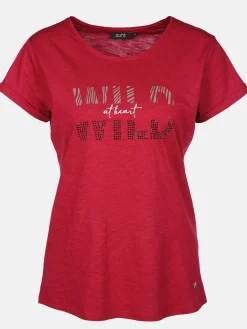 Damen Shirt mit Glitzerprint und Strasssteinchen